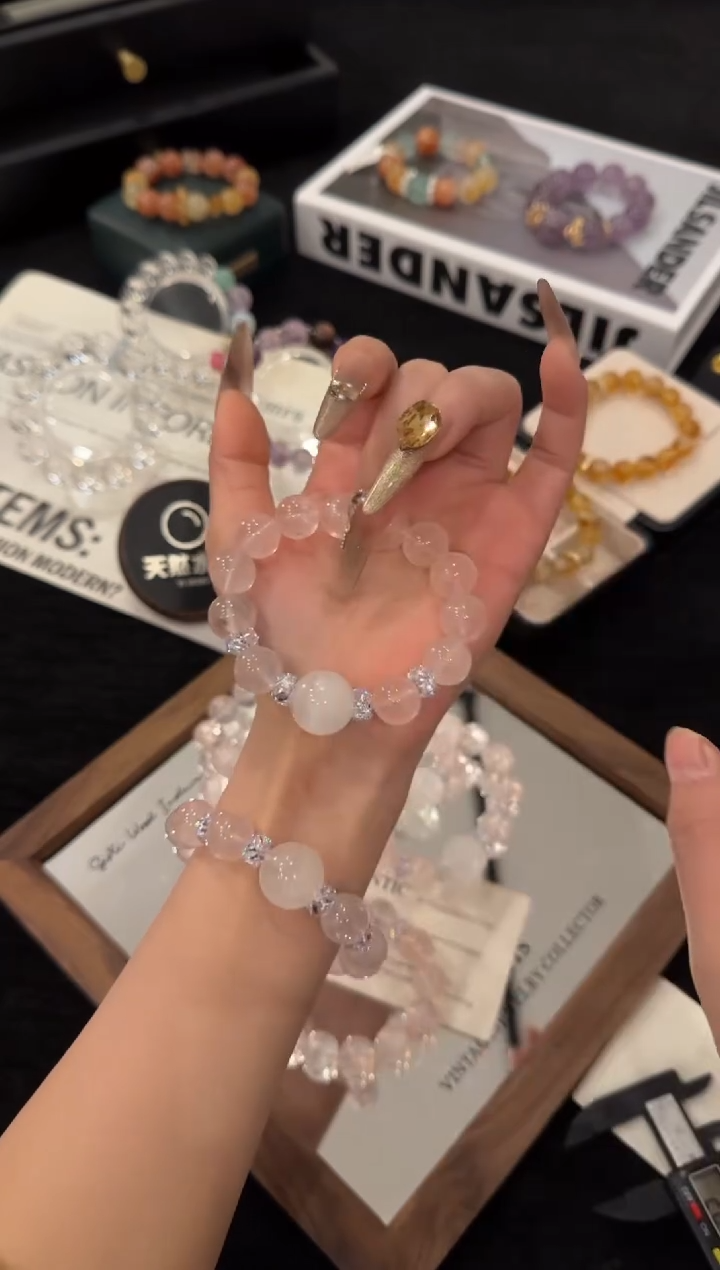 合金手链水晶粉水晶x3542