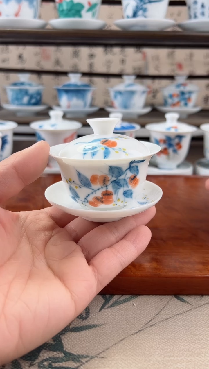 微瑕柿子80ml三才盖碗