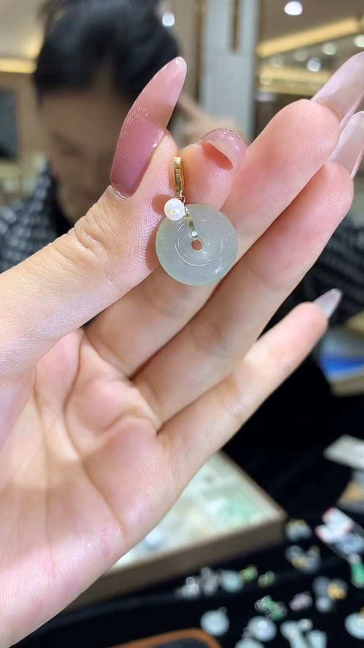 【闪购商品】翡翠吊坠(不含链)18K金镶嵌平安扣WXY