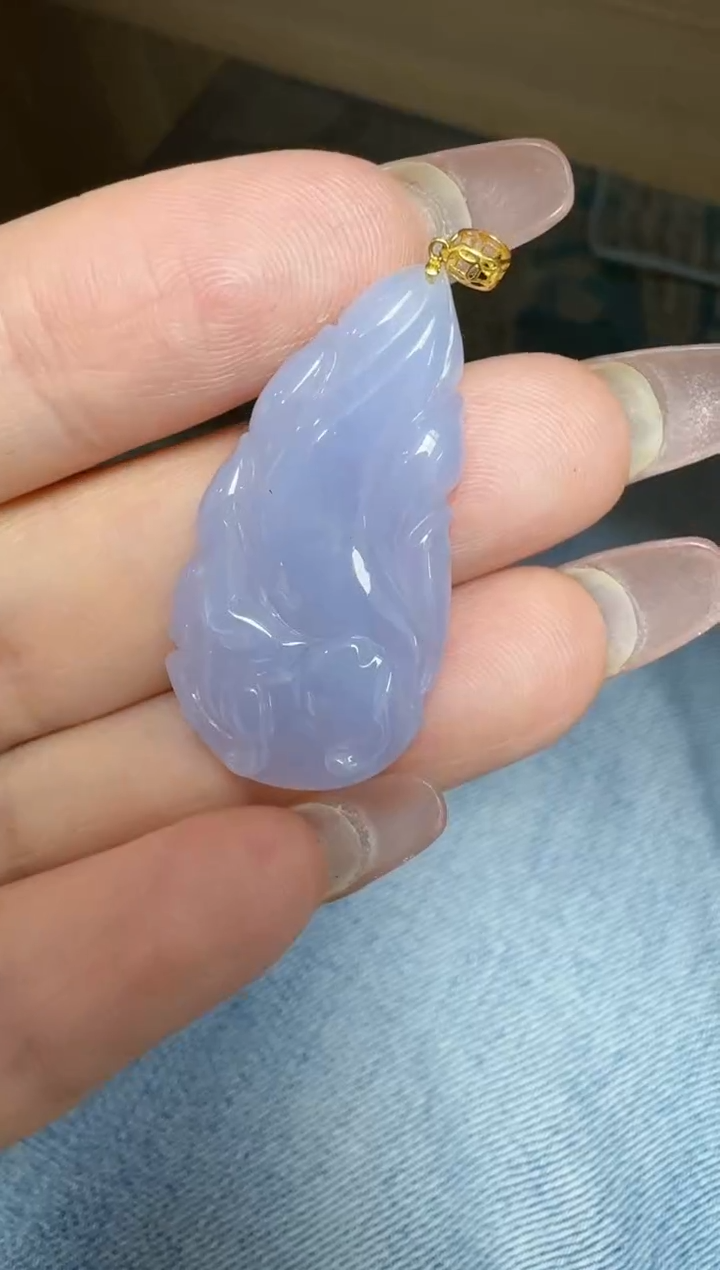 【闪购商品】翡翠颈饰18K金镶嵌缅甸翡翠A货挂件