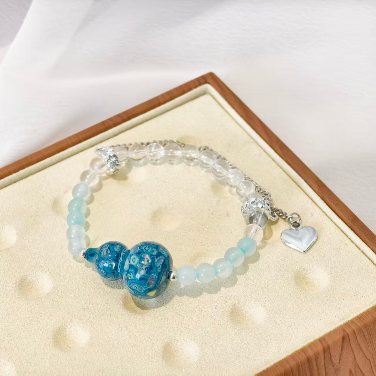 【九華山官方文创】国风珍华•大漆螺钿白水晶手串