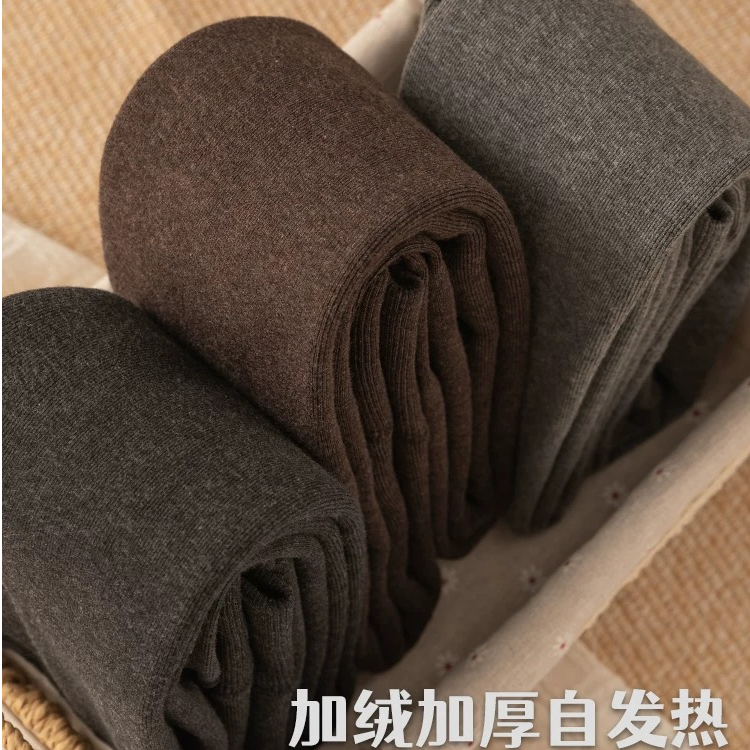 微压咖色竖条纹深灰色保暖绒显瘦打底裤冬季加绒加厚连裤袜高腰