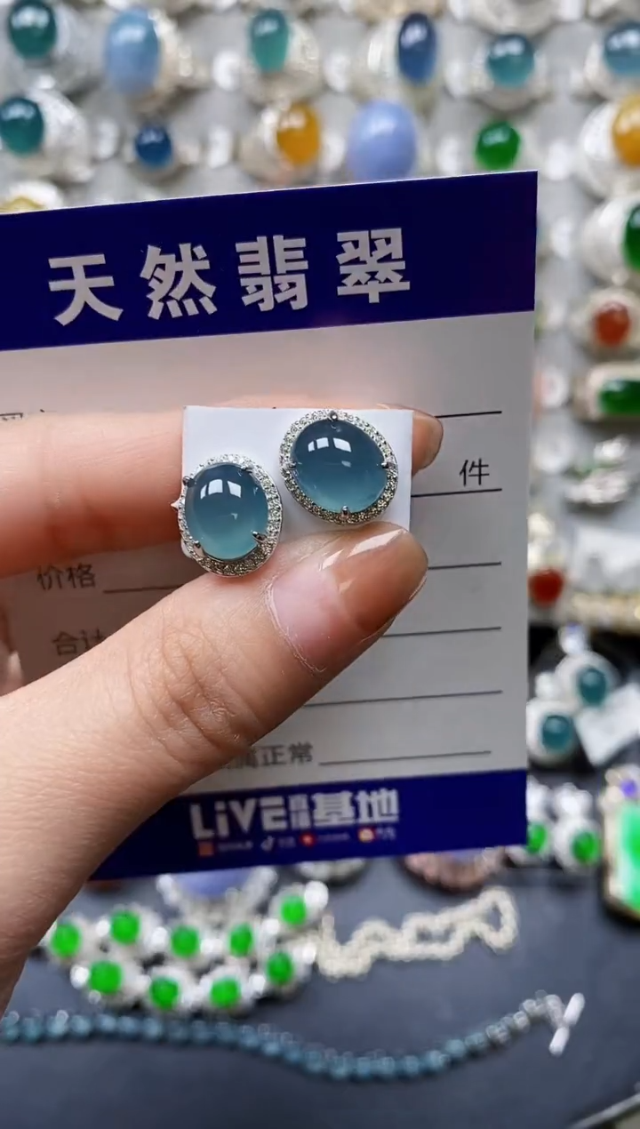 【闪购商品】翡翠耳饰银S925镶嵌0380