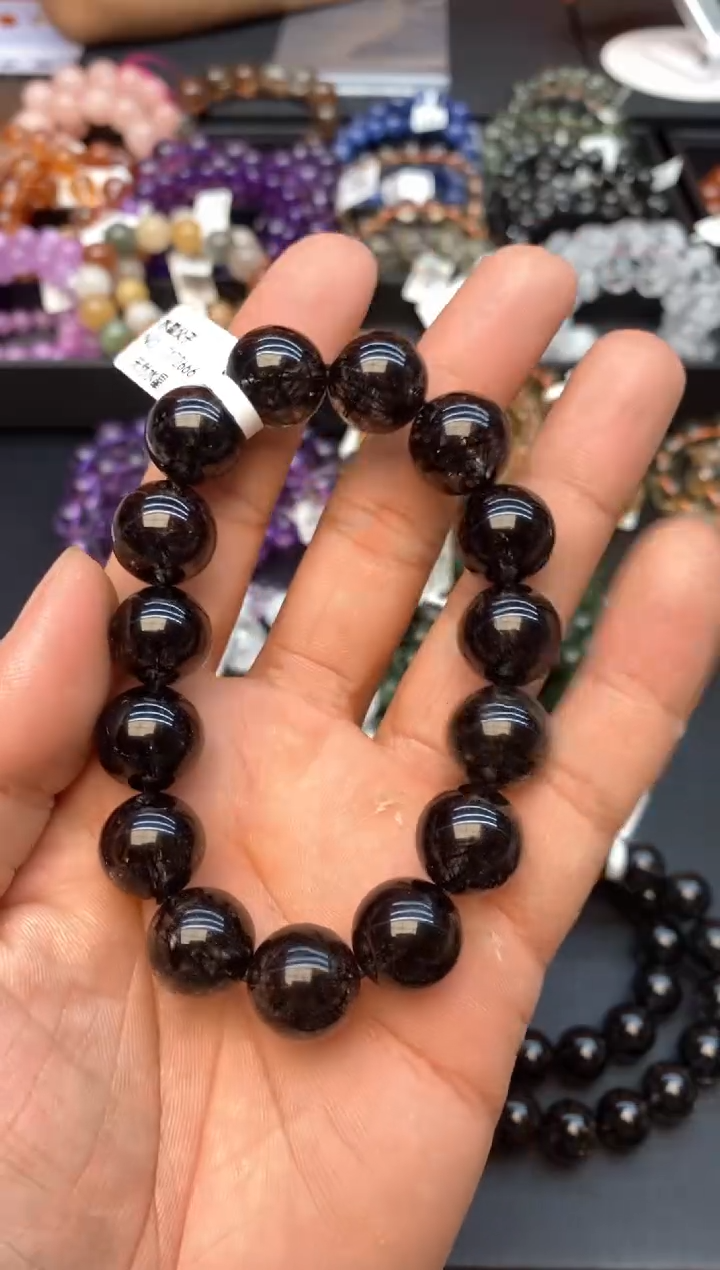 水晶手串未镶嵌16黑发14mm+