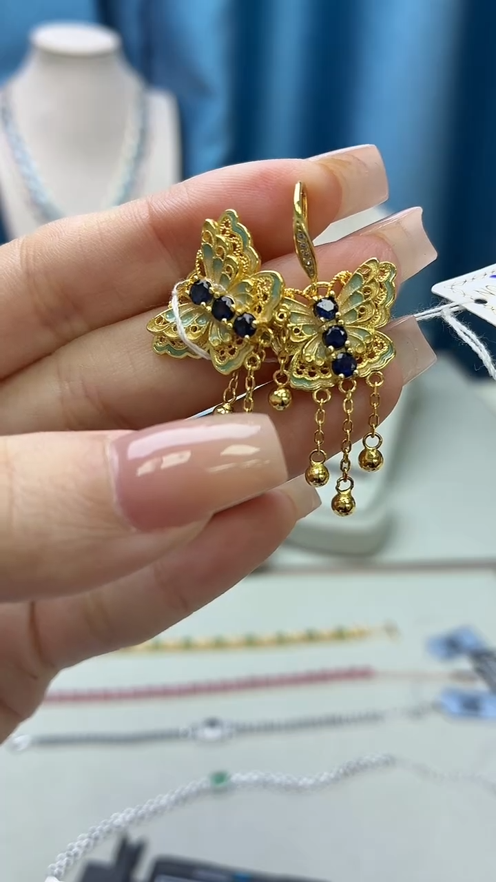 耳饰蓝宝石银S925镶嵌303JH0102产品一个（多样性）