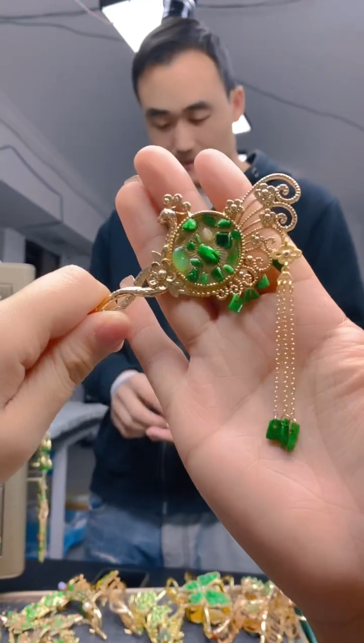 【闪购商品】翡翠耳饰合金0232翡翠发簪