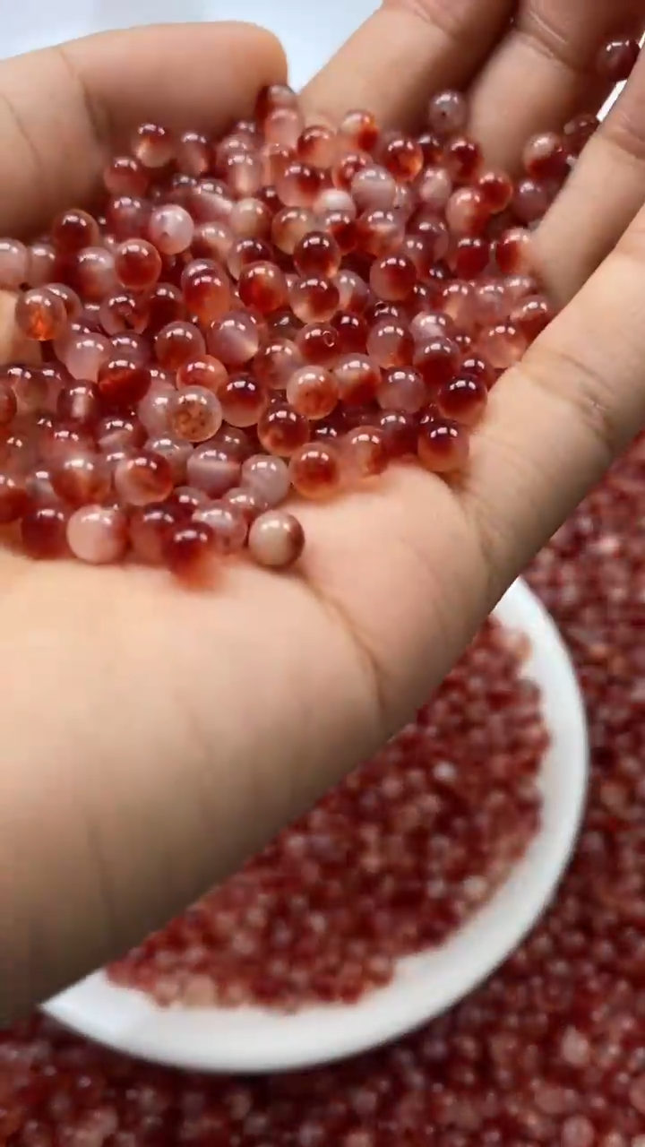 未镶嵌颈饰玛瑙/玉髓W2854-高品南红色冰飘花4mm*60颗