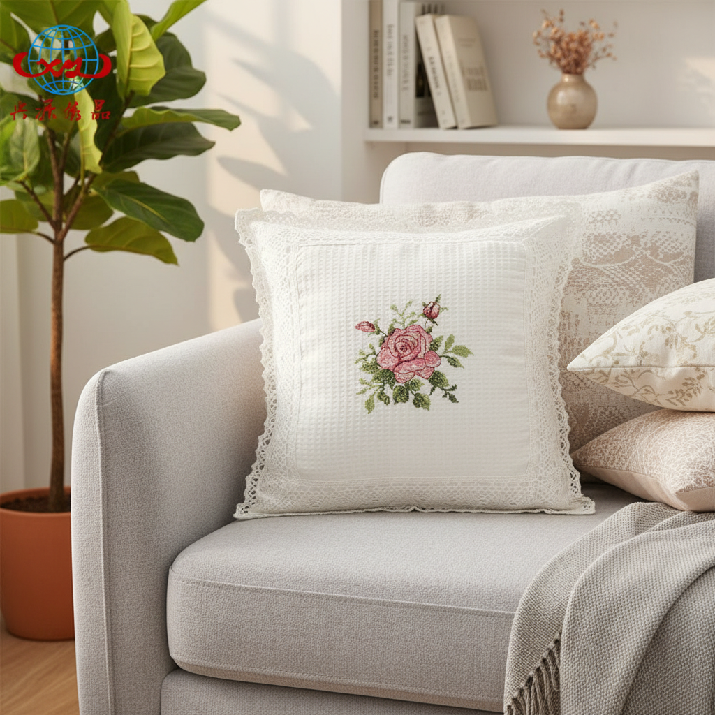 429-102【45*45cm】十字绣抱枕套原白色枕套车载中式轻奢靠垫