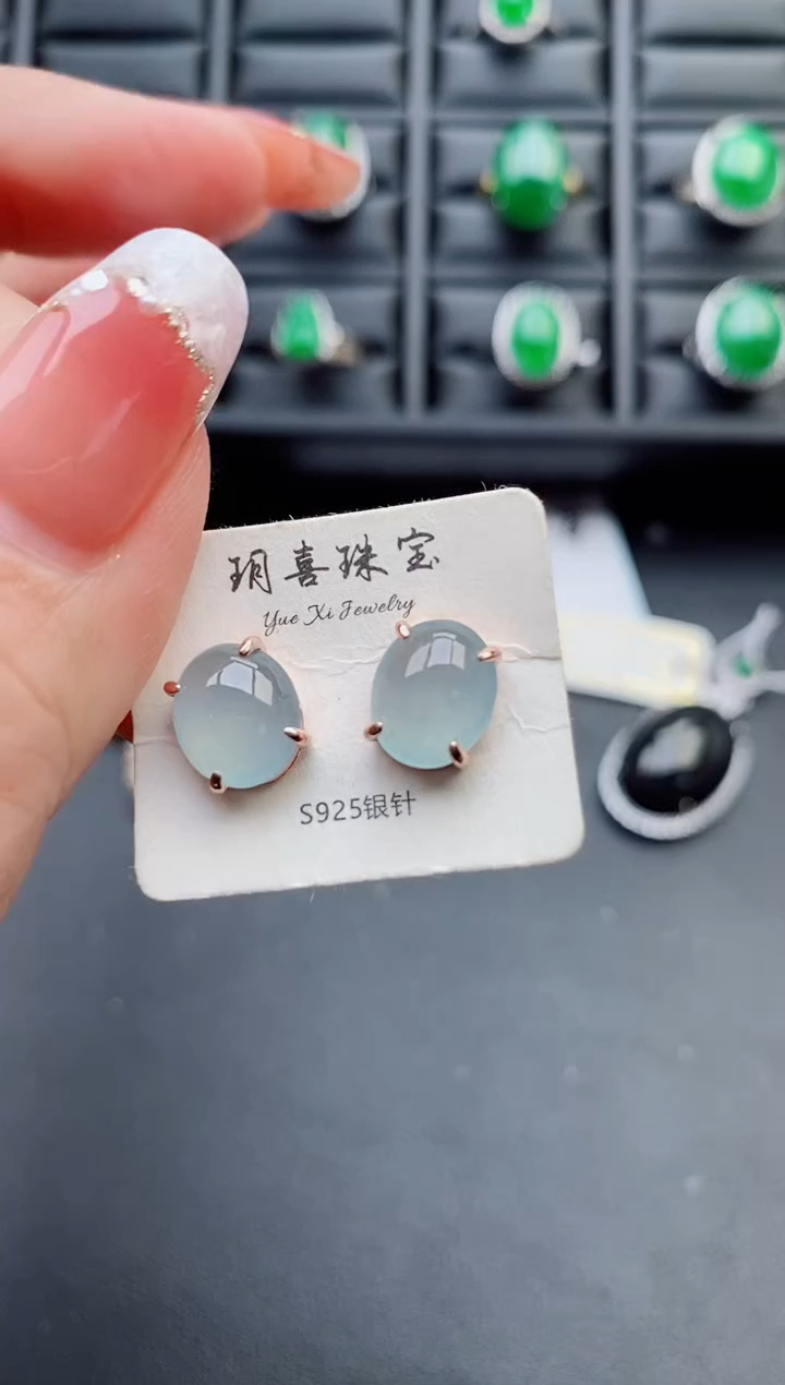 【闪购商品】翡翠耳饰银S925镶嵌05800