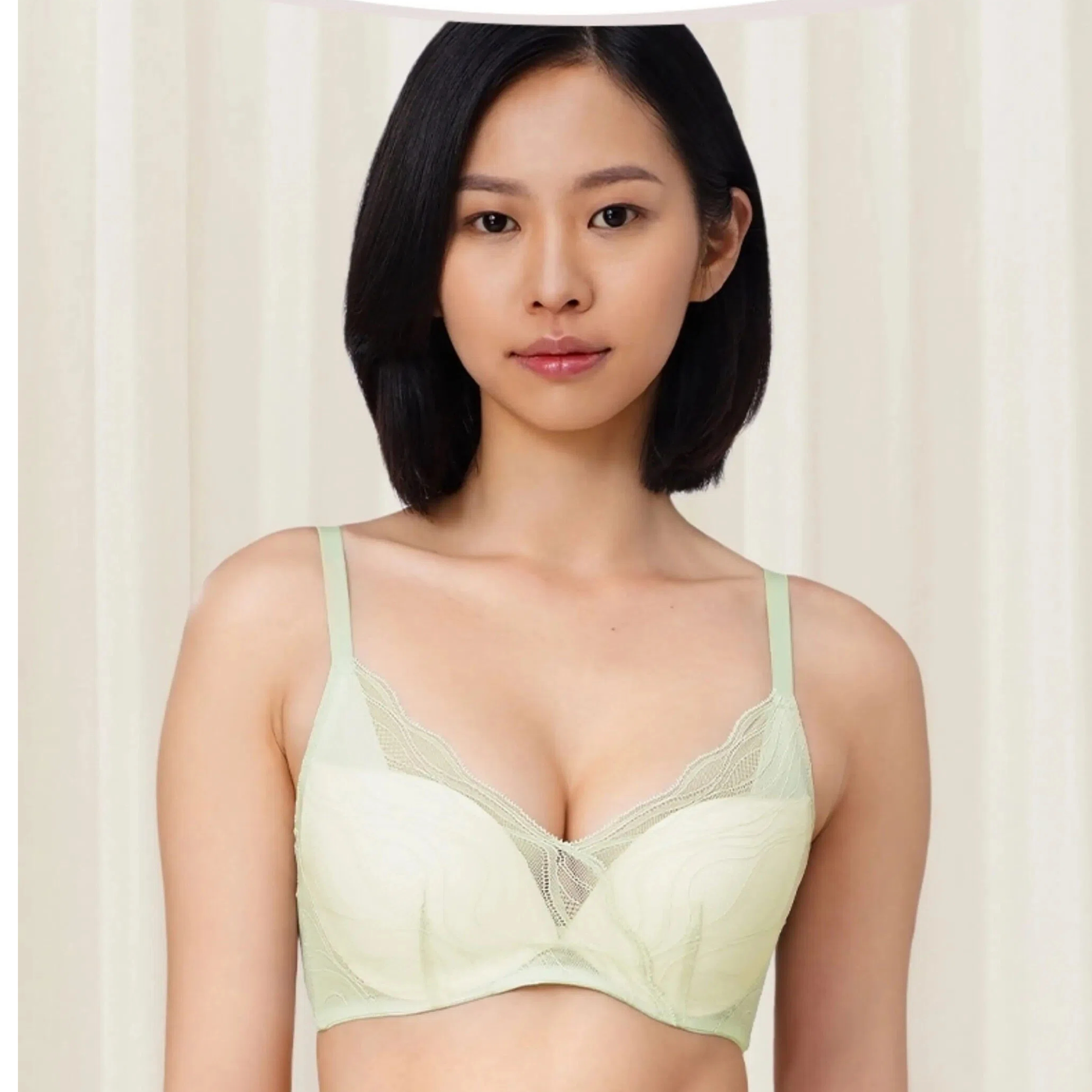 D1-黛-小胸显大上薄下厚蕾丝深V软钢圈女内衣文胸-16R8937