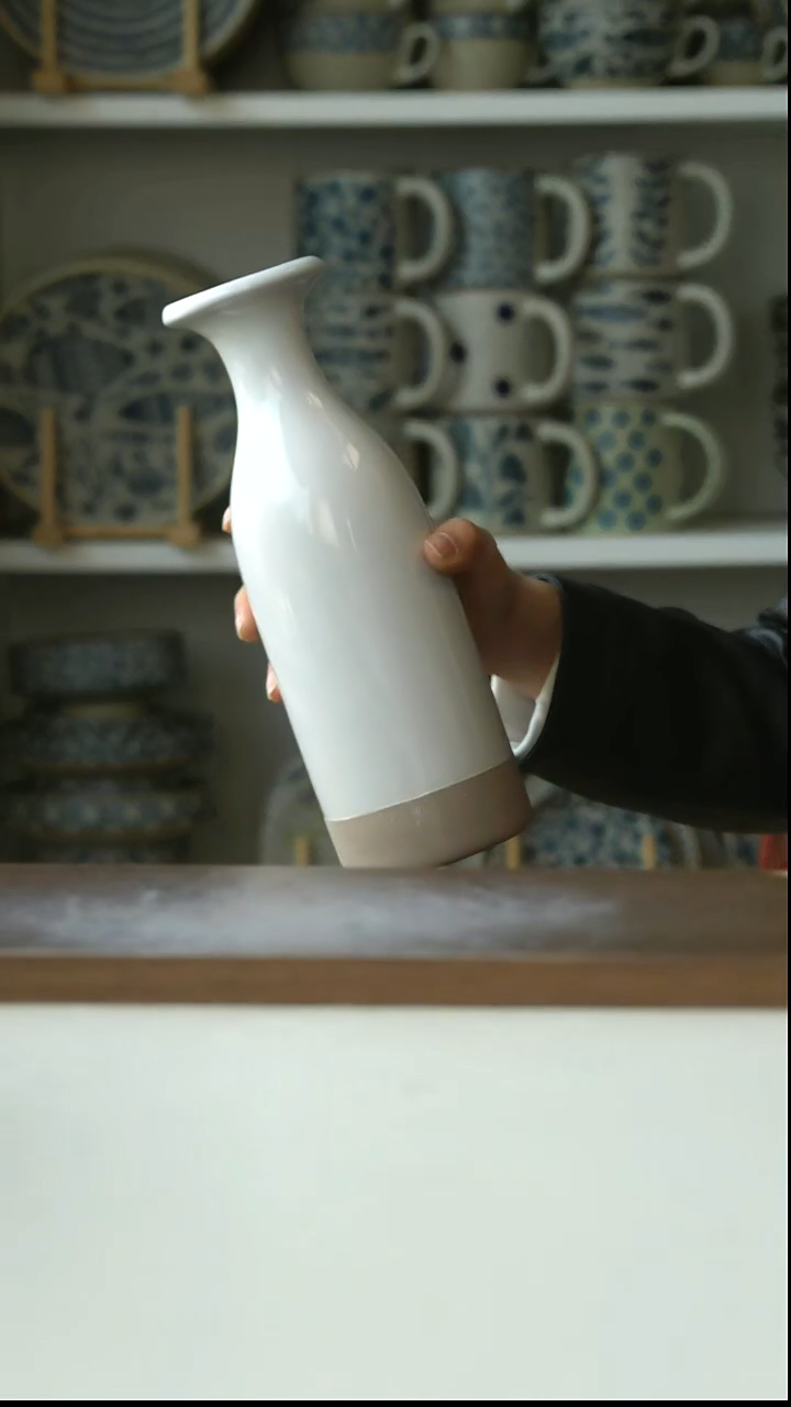 陶出美WilliamsSonama砂釉白拼接花瓶25cm@4-2@微瑕