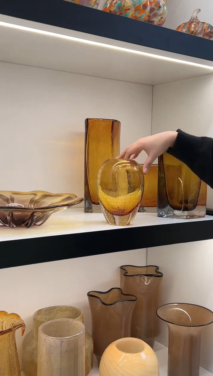 【闪购商品】琉璃琥珀金气泡小花瓶