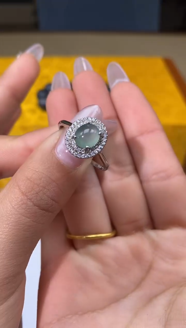 【闪购商品】翡翠戒指银S925镶嵌天然A货翡翠（多样性发一） 
