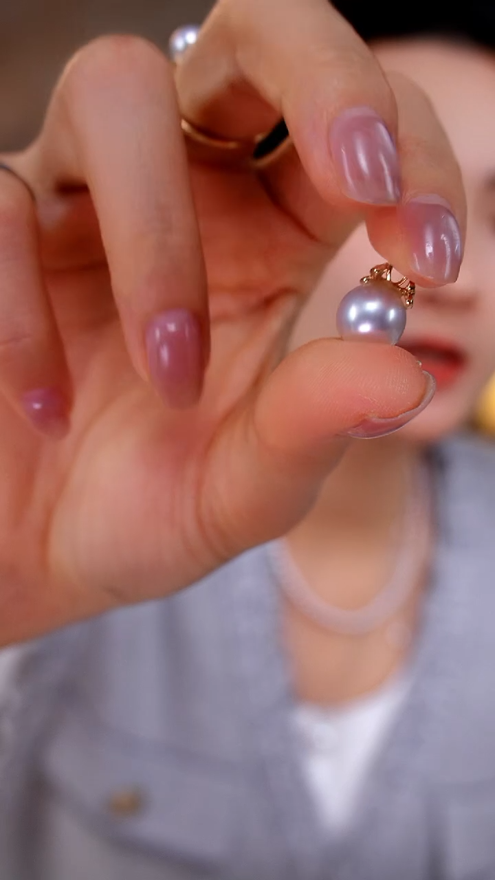 吊坠(不含链)18K金镶嵌海水珍珠澳白9-10mm