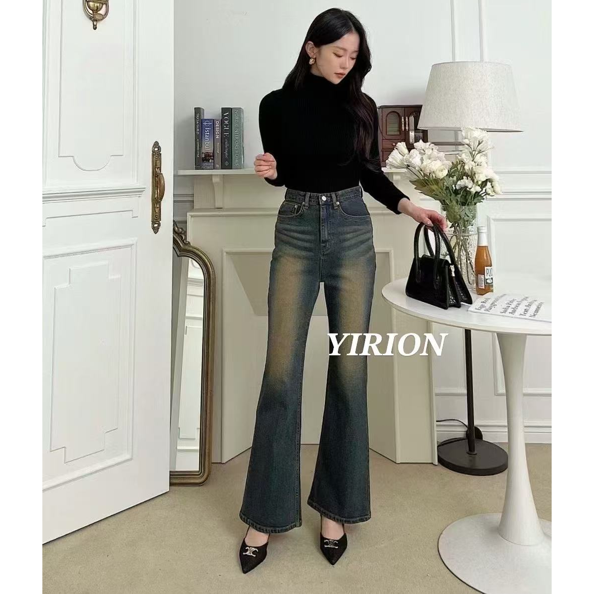 正版东大门宽松微喇牛仔裤