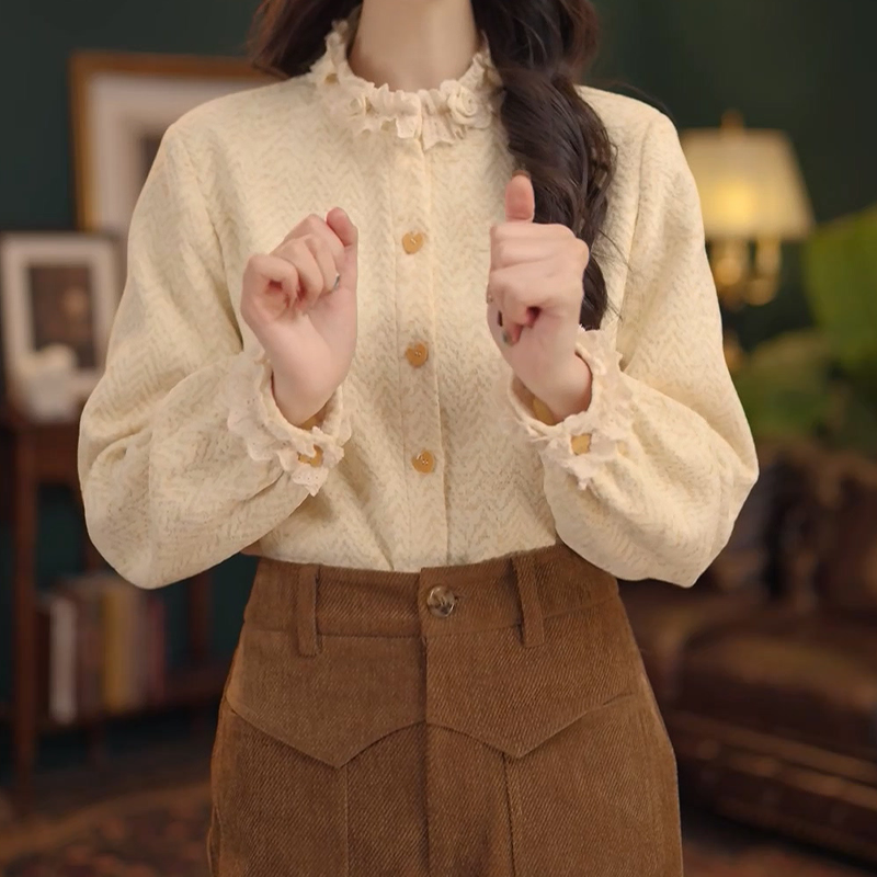 【暖花甜茶​​】复古港风秋冬厚款休闲百搭衬衫上衣