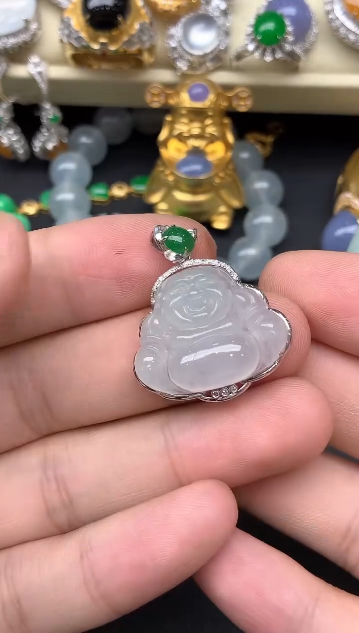 颈饰18K金镶嵌翡翠143-雪姐翡翠天天见