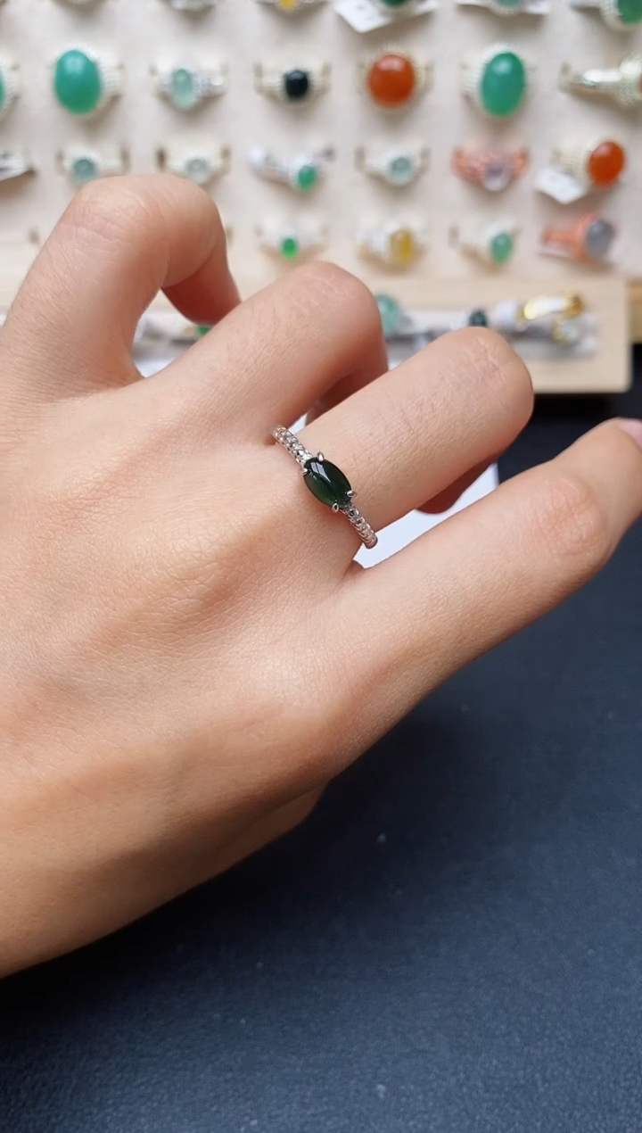 【闪购商品】翡翠戒指银S925镶嵌缅甸翡翠