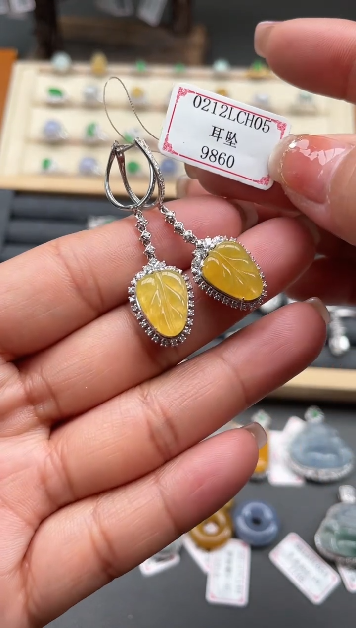 【闪购商品】翡翠耳饰18K金镶嵌0212LCH05