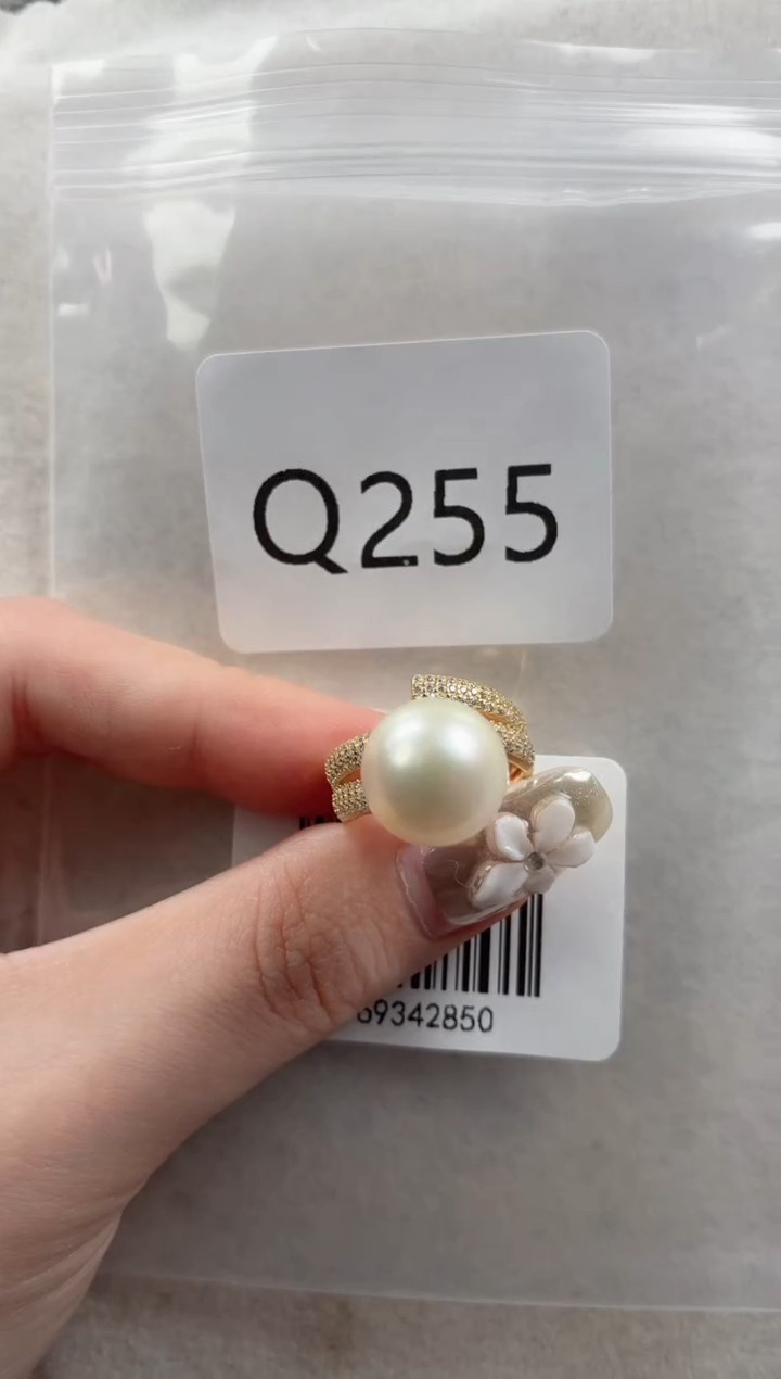 银S925镶嵌戒指海水珍珠Q255