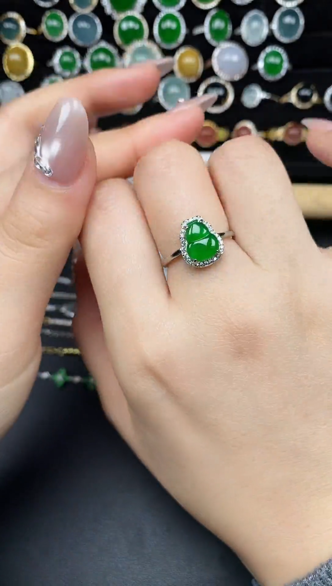 银S925镶嵌戒指翡翠865365