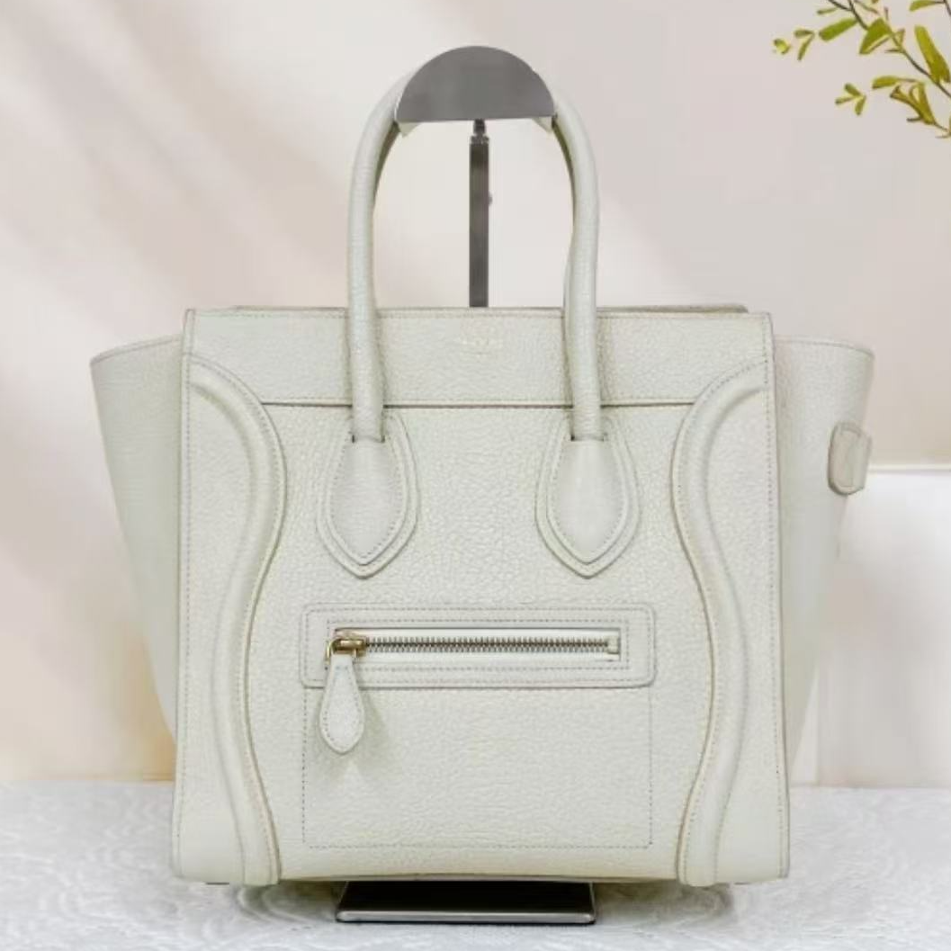 99新 Celine/思琳 杨杨专属 赛琳白色中号笑脸单肩包 THCI2905