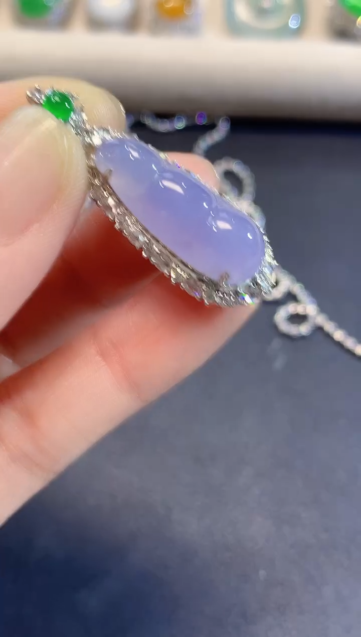 吊坠(不含链)18K金镶嵌翡翠S7  紫货有一定色差