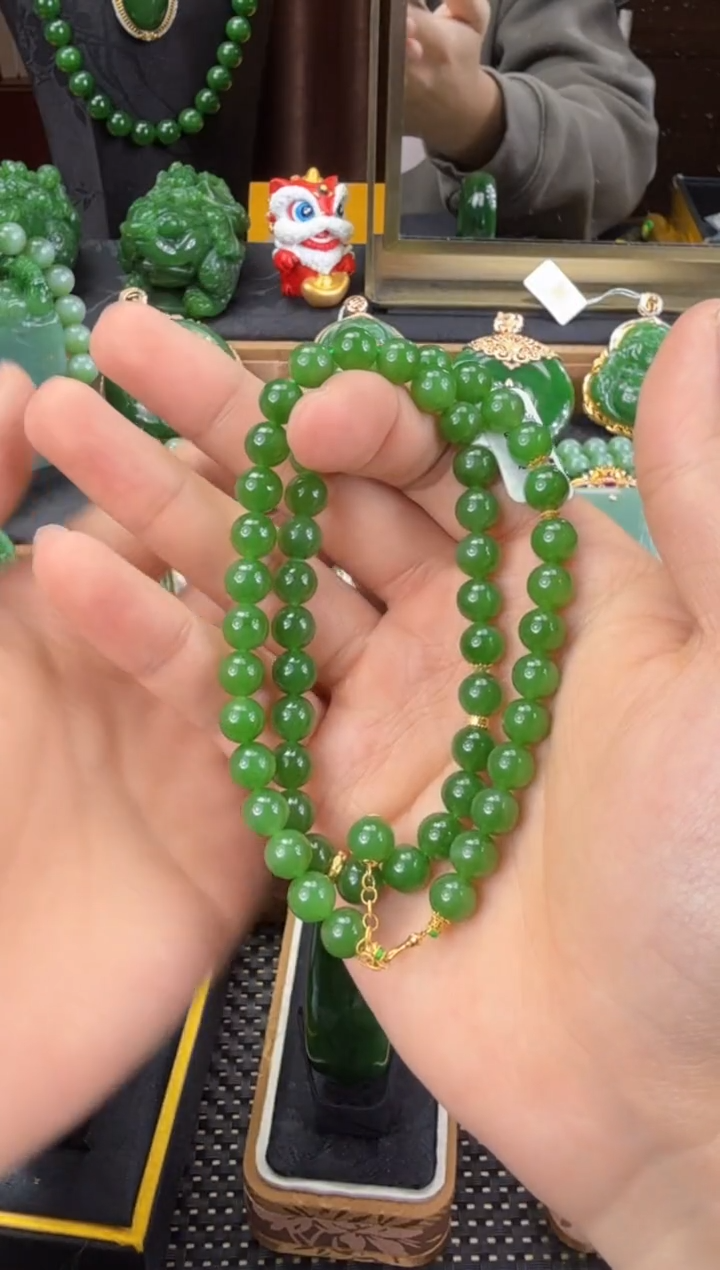 【闪购商品】和田玉（碧玉）项链18K金镶嵌 