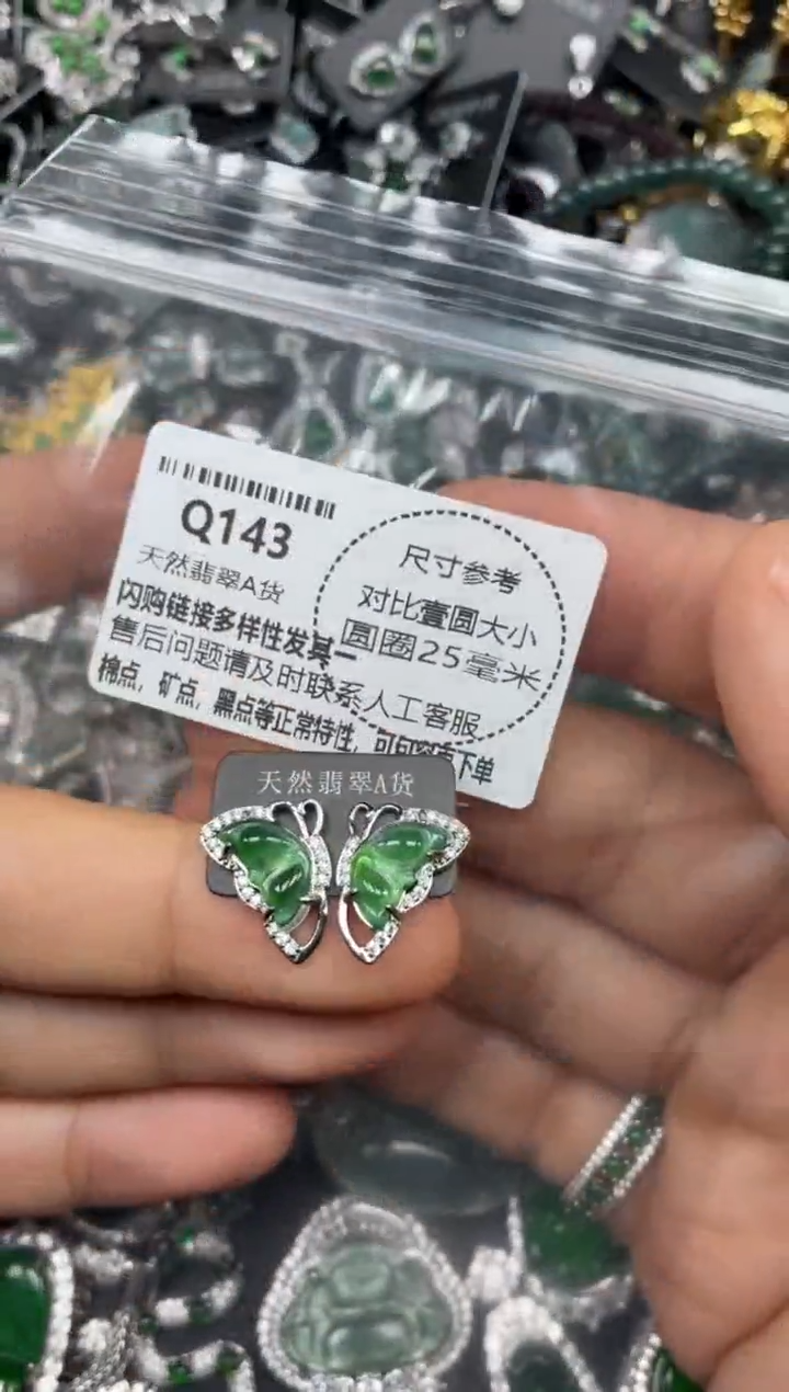 颈饰未镶嵌翡翠Q143耳钉