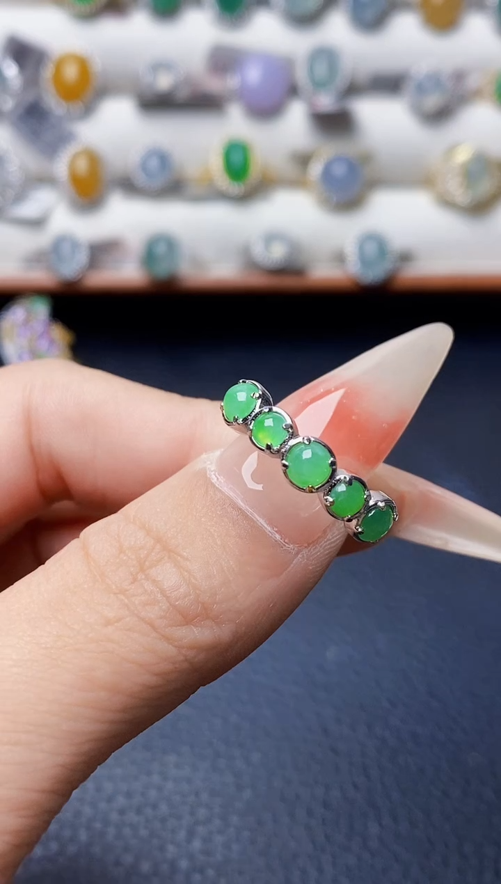 银S925镶嵌戒指翡翠3696