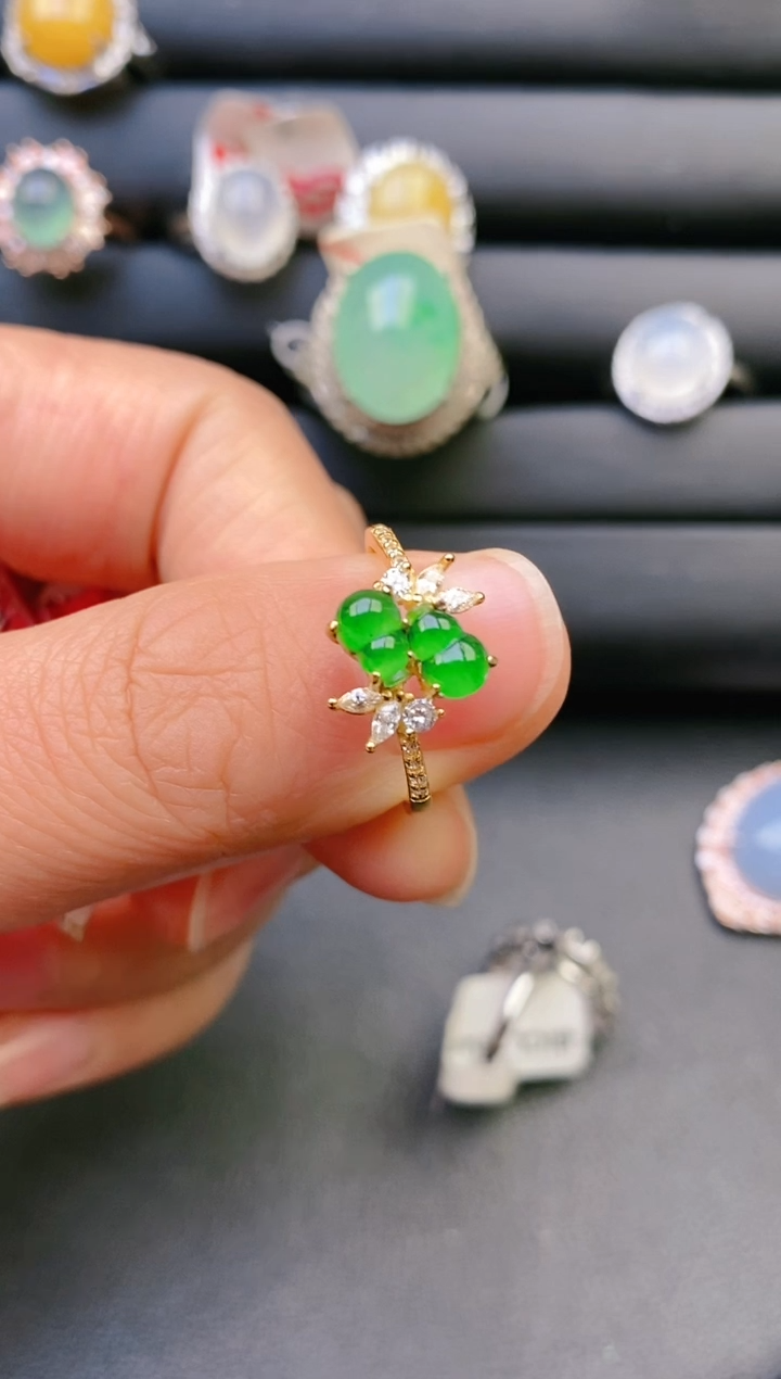 【闪购商品】翡翠戒指银S925镶嵌天然A货翡翠1