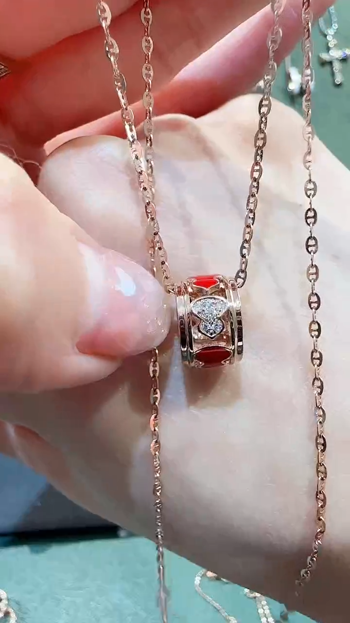 【闪购商品】天然钻石吊坠(不含链)18K金镶嵌18K金钻石路路通吊坠