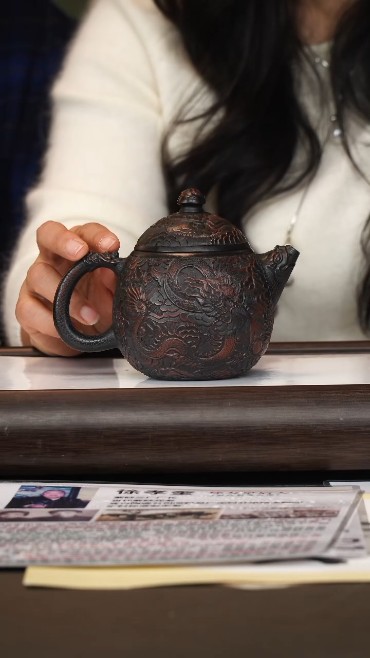 茶壶紫砂徐孝奎/大红袍还原烧/龙蛋/280c
