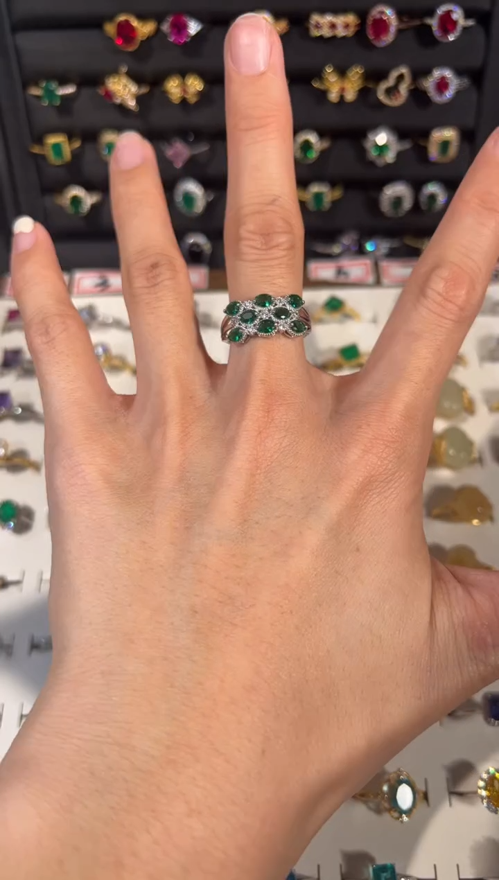 【闪购商品】祖母绿戒指银S925镶嵌48655