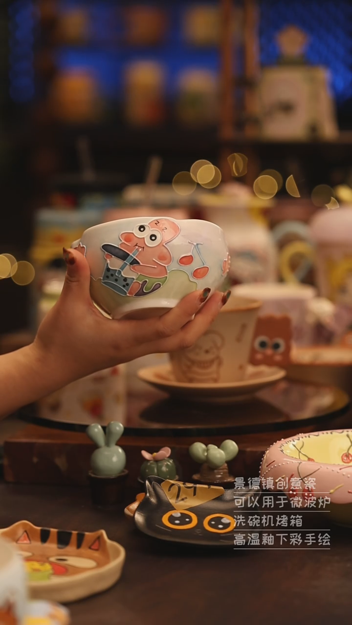 陶瓷景德镇可爱陶瓷釉下彩绘设计师款