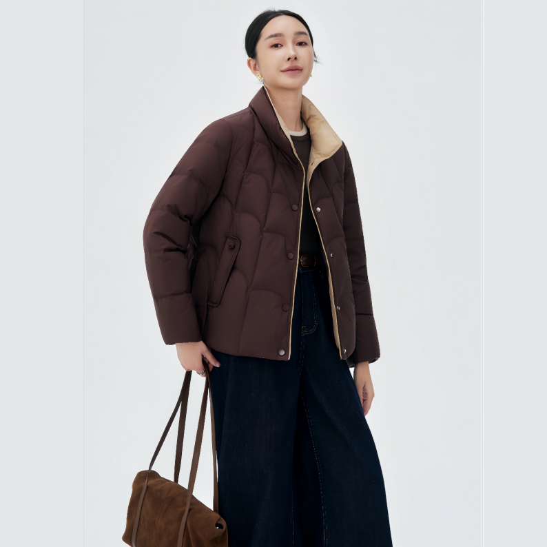 专柜正品女装2025冬季短款羽绒立领加厚外套