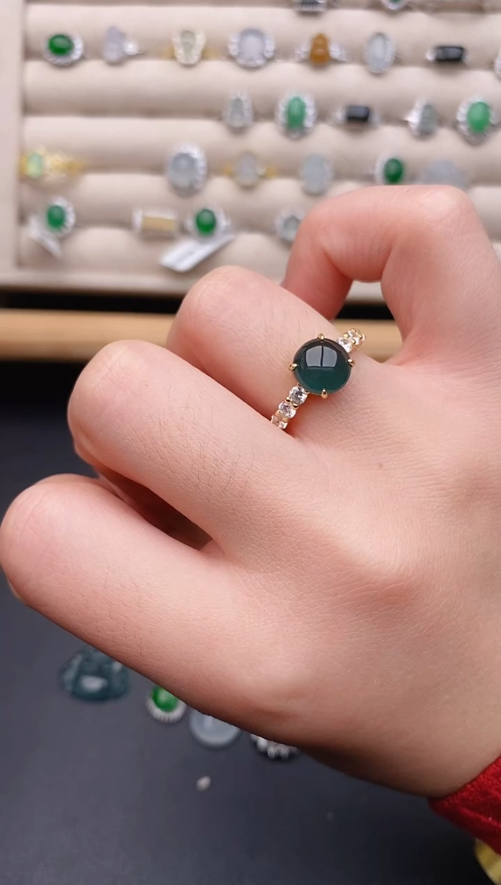 银S925镶嵌戒指翡翠0