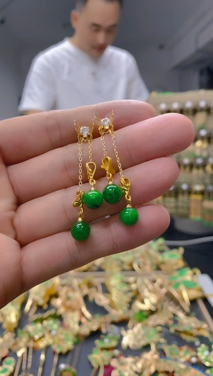 【闪购商品】翡翠耳饰合金51翡翠耳钉