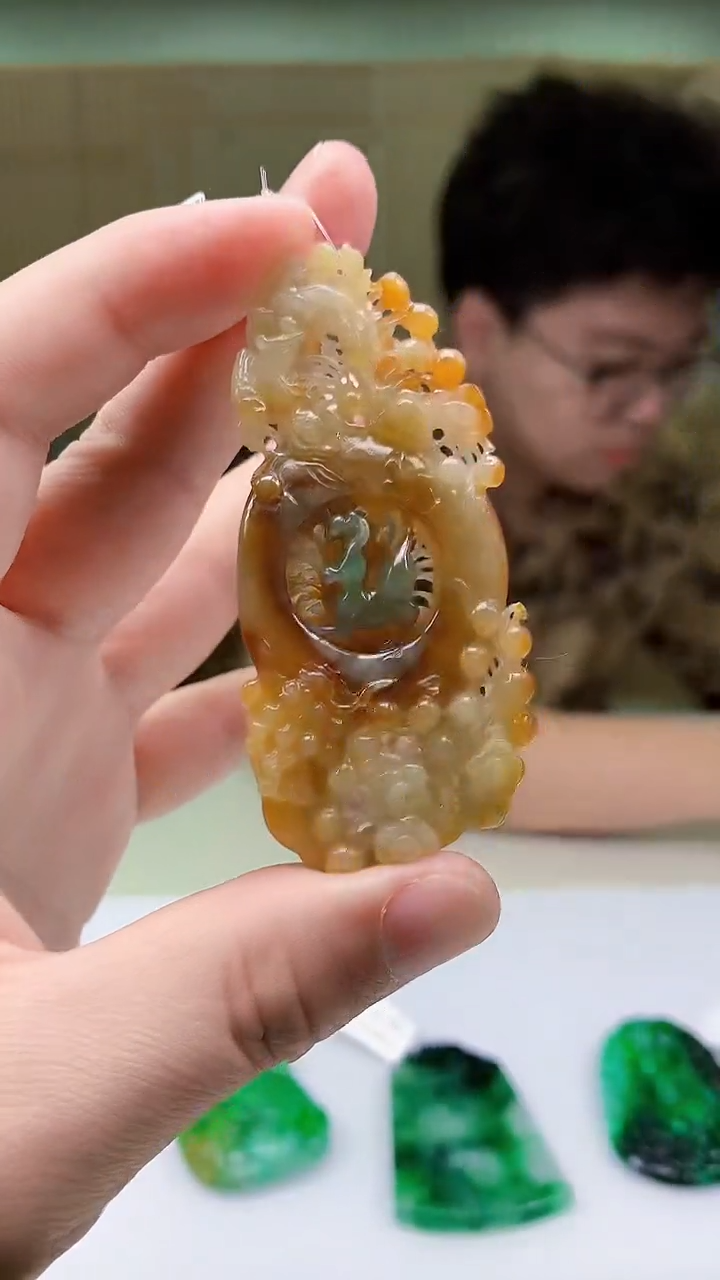 【闪购商品】定制翡翠未镶嵌4688ty-毛货挂件68