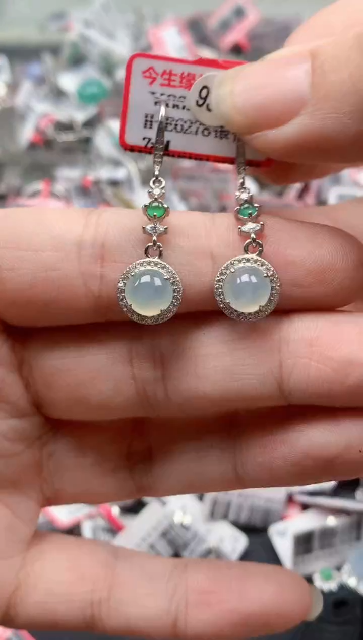 银S925镶嵌戒指翡翠天然A货缅甸翡翠