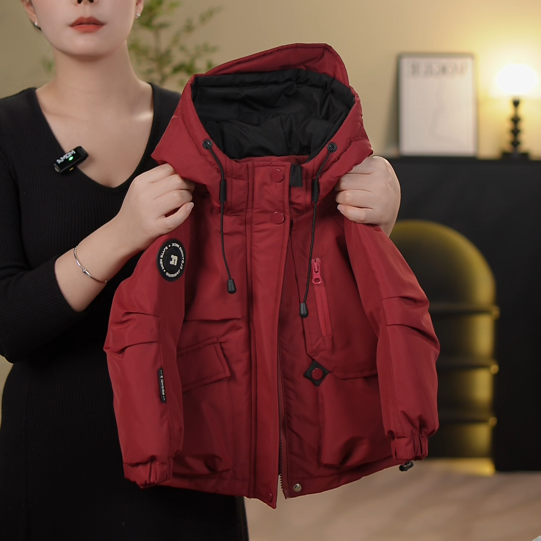 新款上新保暖羽绒服四色连帽大口袋冬季外套