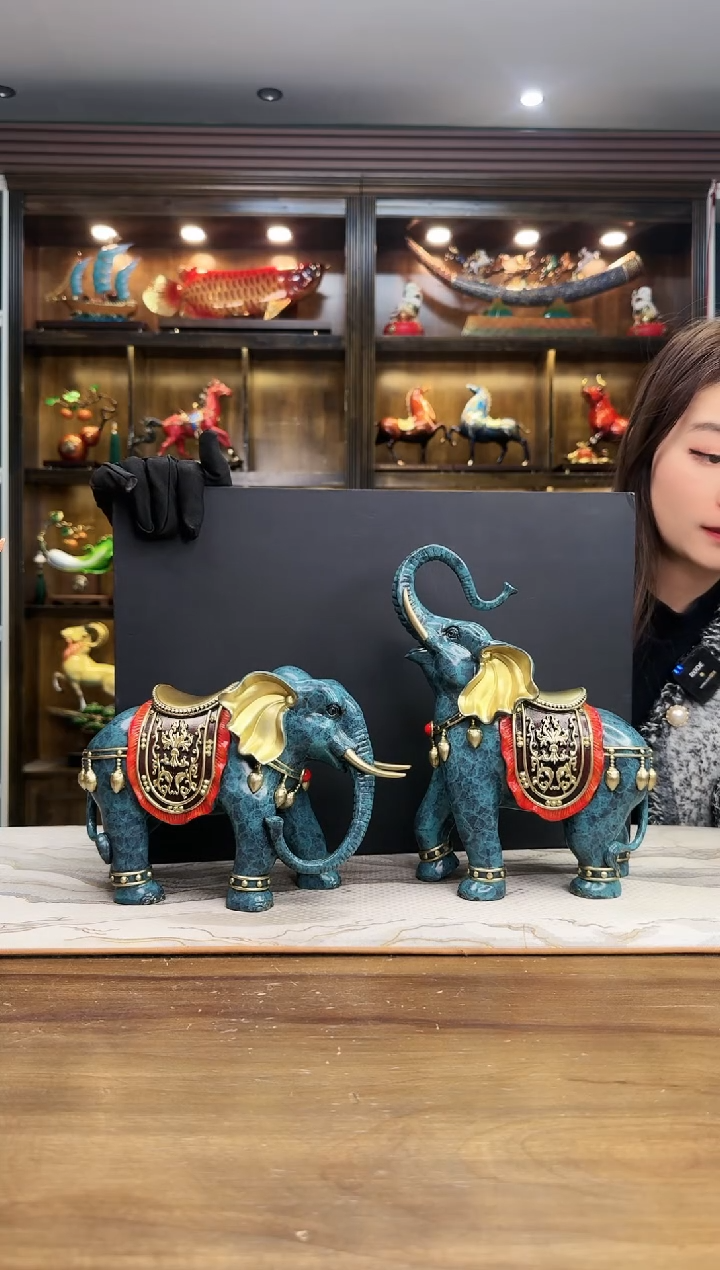 【闪购商品】揽财吉象中号一对高度25CM