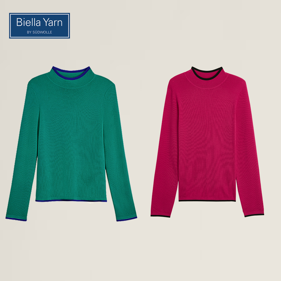 来末·Beilla/知识分子风100%Merino Wool撞色半高领羊毛针织衫