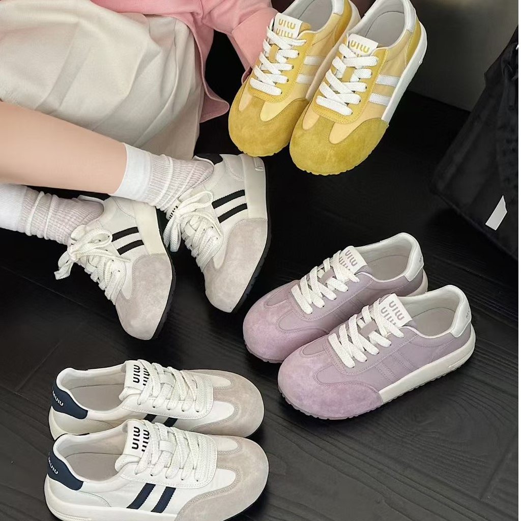真皮休闲德训鞋女2025春夏季新款厚底小白鞋防滑百搭真皮运动板鞋