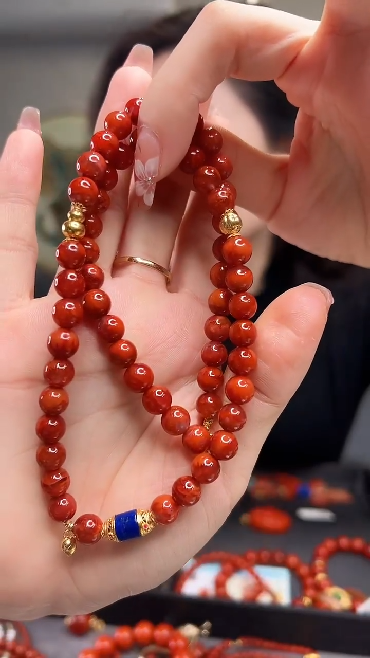 【闪购商品】南红玛瑙项链未镶嵌7.5mm/YK/45cm