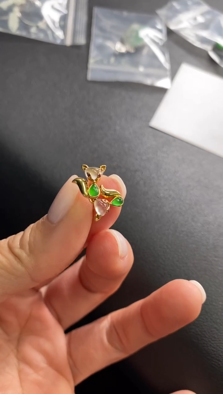 【闪购商品】翡翠耳饰18K金镶嵌不退不换 无鉴赏期