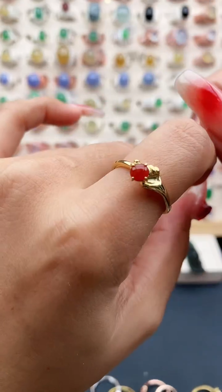 【闪购商品】翡翠戒指银S925镶嵌缅甸天然A货翡翠222 9+2