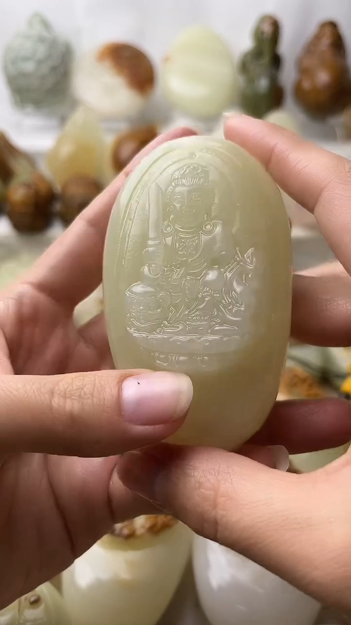 石材古青石棉纹正常不退换文殊菩萨