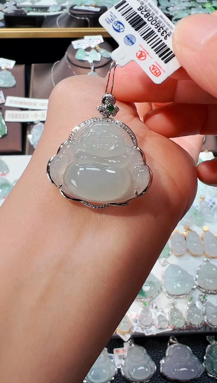 【闪购商品】翡翠吊坠(不含链)18K金镶嵌佛公吊坠826