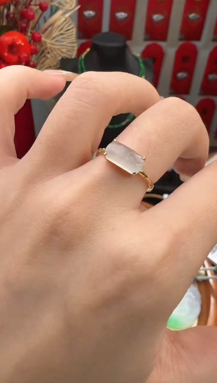 【闪购商品】翡翠戒指18K金镶嵌戒指